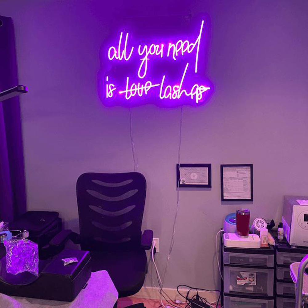 HDJSign - All You Need Is Lashes Salon Neon Sign HDJ Sign