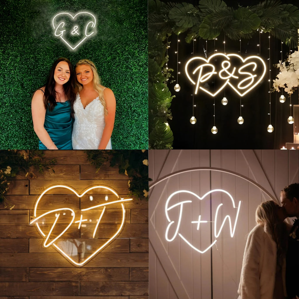 HDJSign - Custom Initials Heart Wedding Neon Sign HDJ Sign