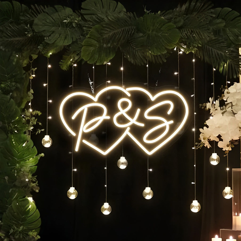 HDJSign - Custom Initials Heart Wedding Neon Sign HDJ Sign