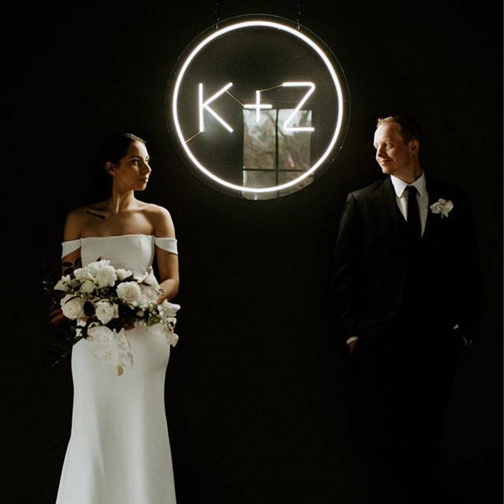 HDJSign - Custom Initials Inside A Circle Wedding Neon Sign HDJ Sign