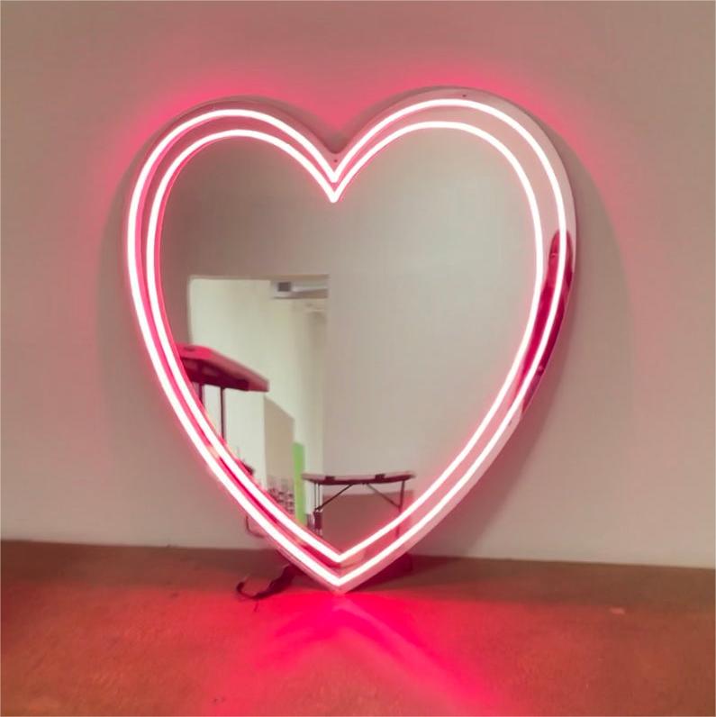 HDJSign - Double Heart Mirror Neon Sign HDJ Sign