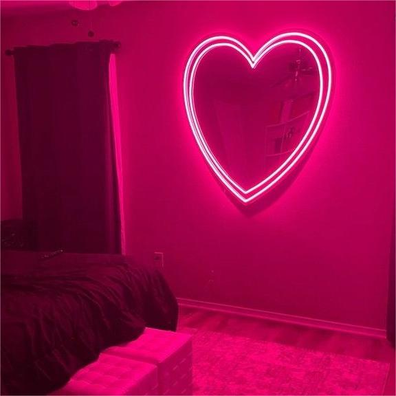 HDJSign - Double Heart Mirror Neon Sign HDJ Sign