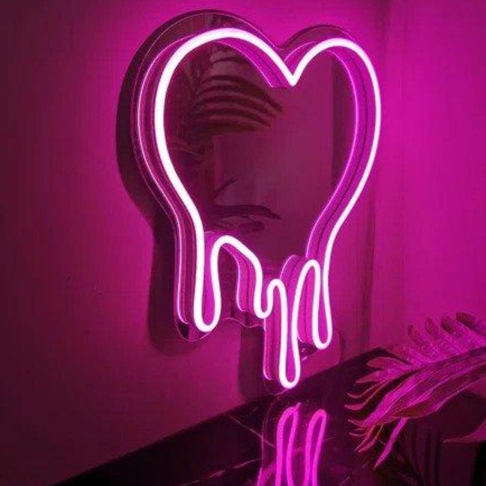 HDJSign - Dripping Heart Mirror Neon Sign HDJ Sign