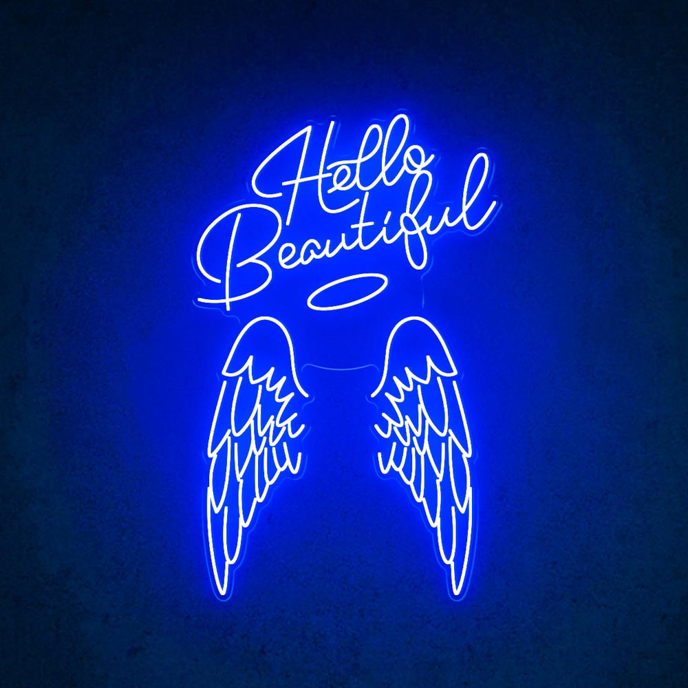 HDJSign - Hello Beautiful Angel Wings Beauty Salon Neon Sign HDJ Sign