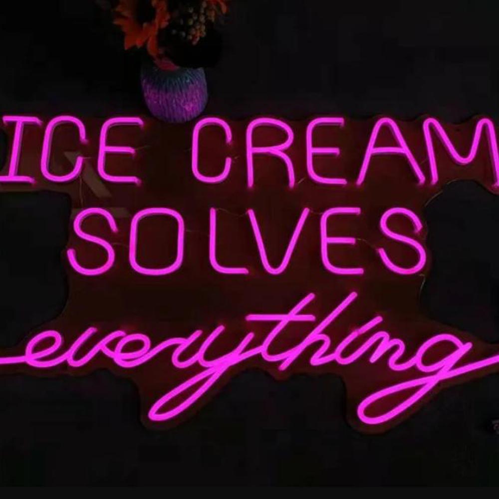 HDJSign - Ice Cream Solves Everything Business Neon Sign HDJ Sign