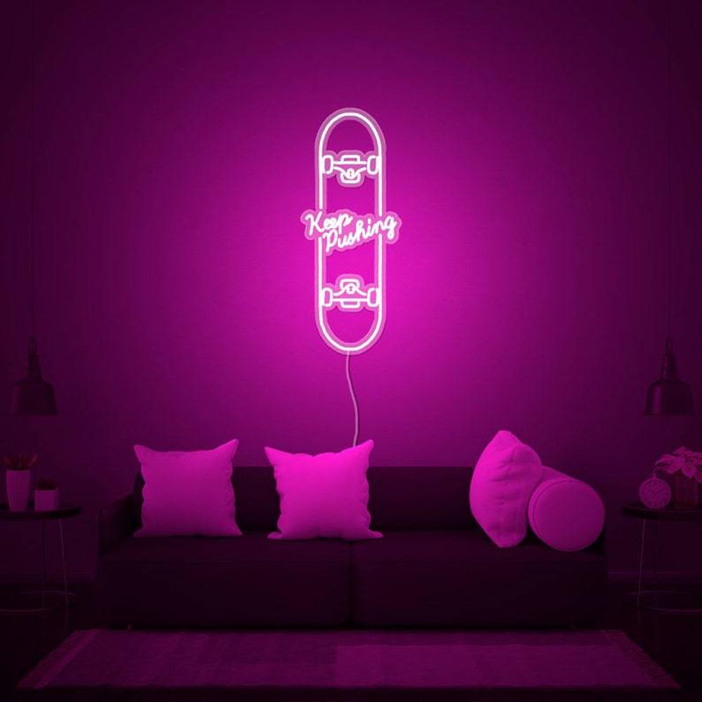 Keep Pushing Skateboard | Sport Neon Sign | HDJSign - HDJ Sign