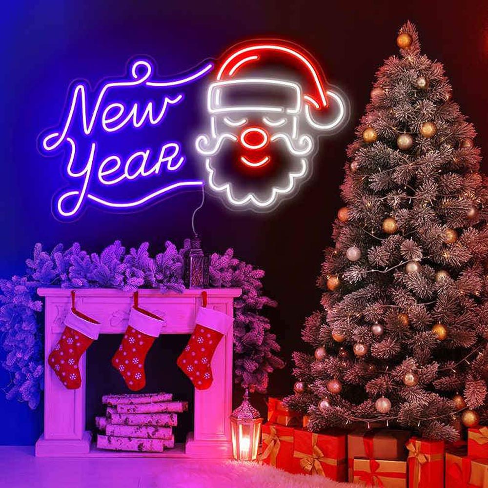 HDJSign - New Year Santa Claus Hat Holiday Neon Sign HDJ Sign