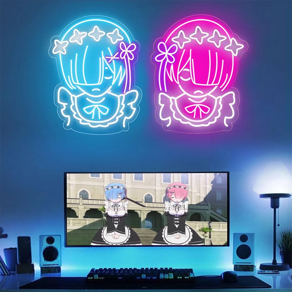 HDJSign - Re: Zero Rem & Ram Anime Neon Sign HDJ Sign