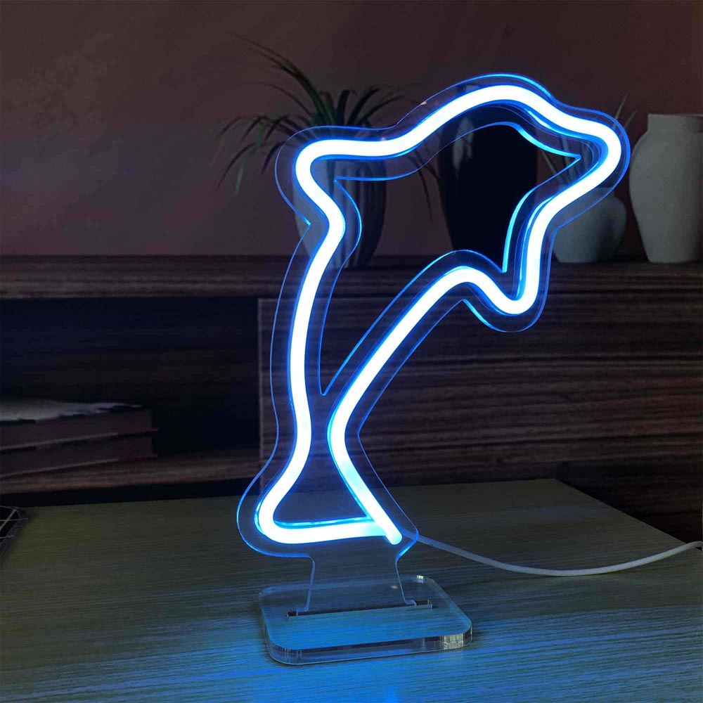 HDJSign - Small Dolphin USB Neon Sign HDJ Sign