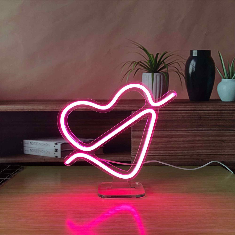 HDJSign - Small Heart with Arrow USB Neon Sign HDJ Sign