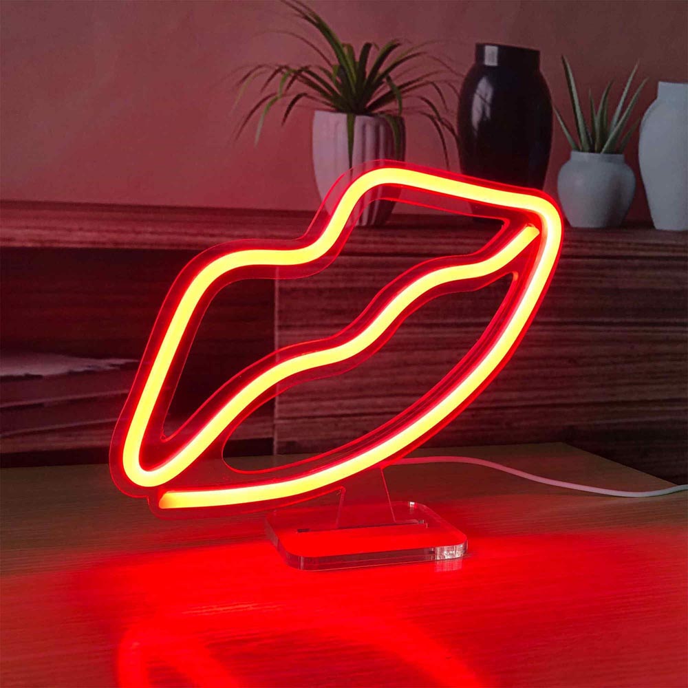 HDJSign - Small Inclined Lips USB Neon Sign HDJ Sign