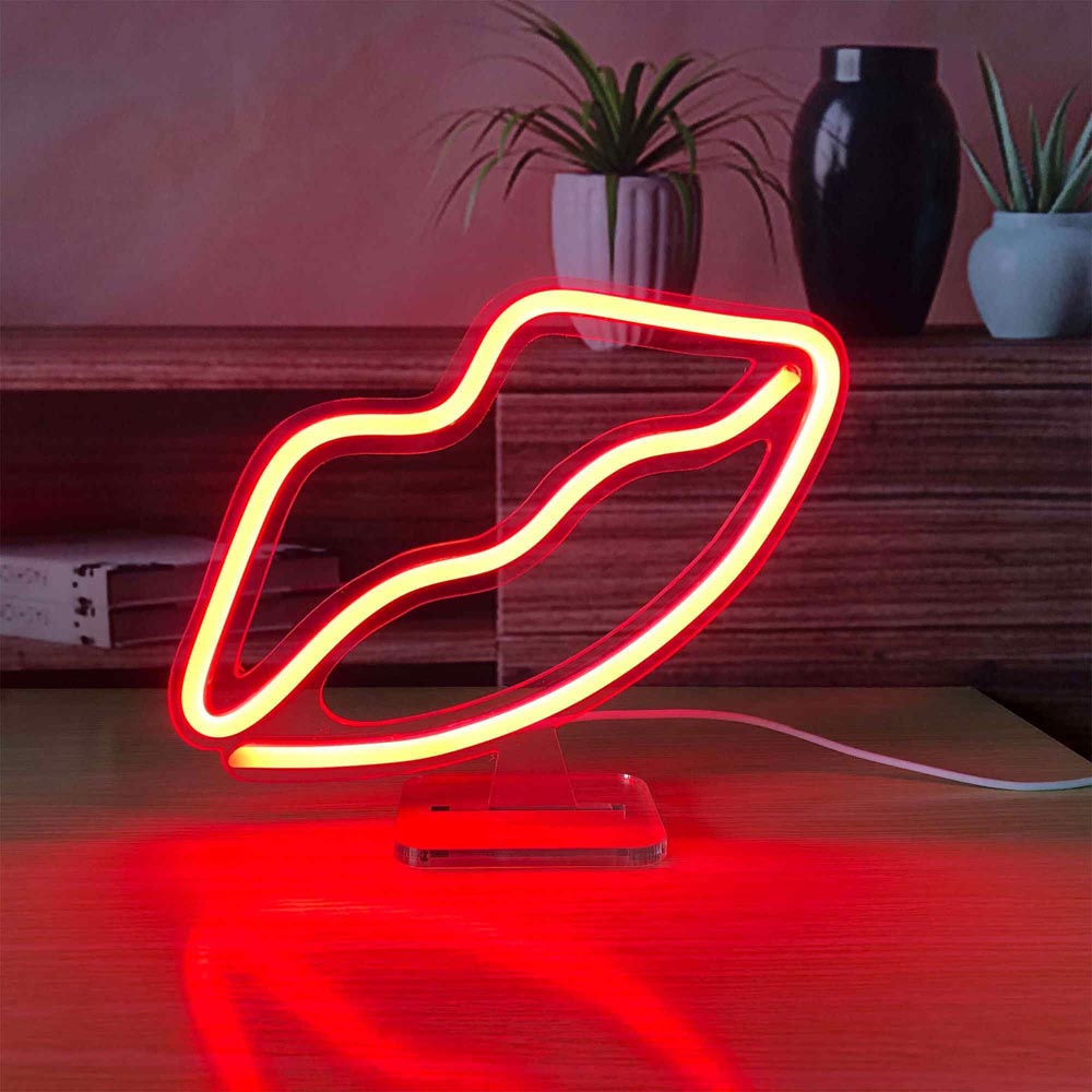 HDJSign - Small Inclined Lips USB Neon Sign HDJ Sign