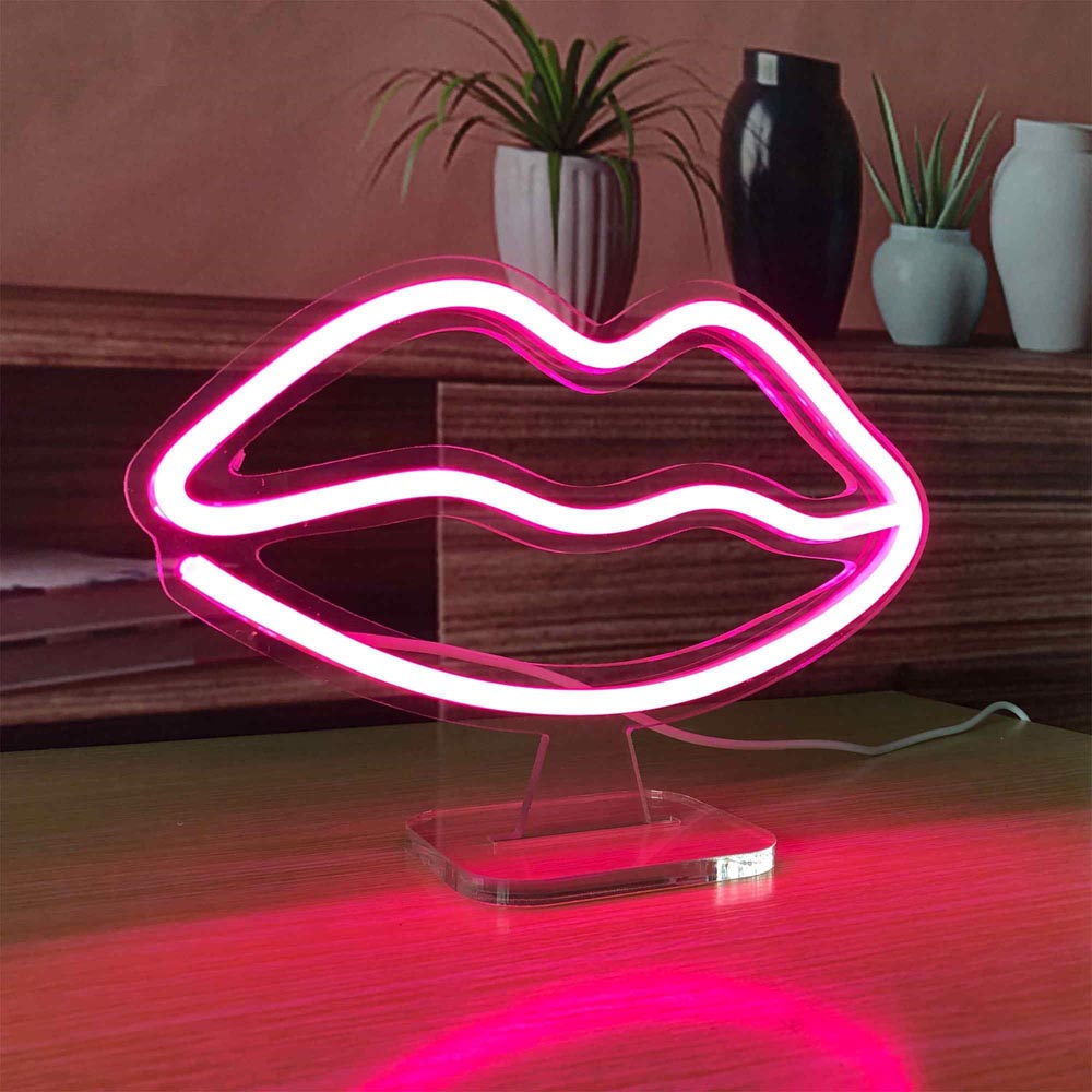 Left Right Neon Sign Small Lips | USB Neon Sign | HDJSign