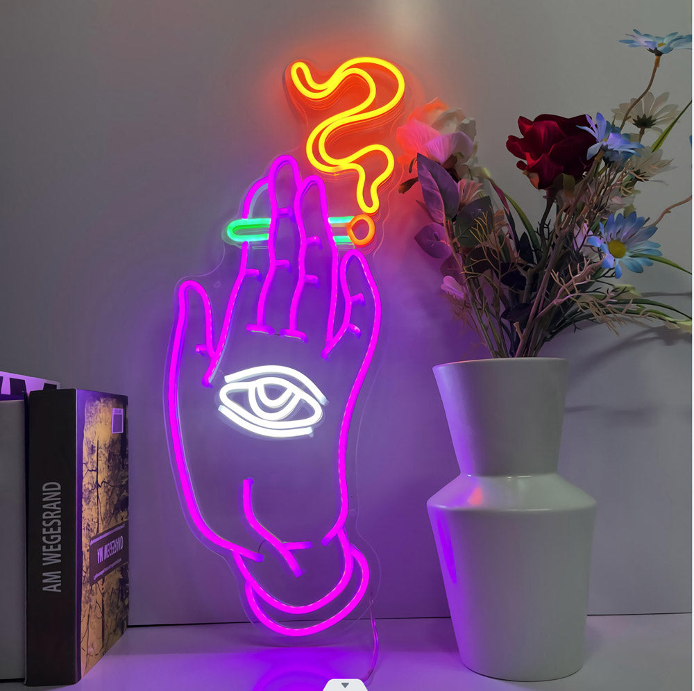 HDJSign - Smoking Hand with Eye Abstract Neon Sign HDJ Sign