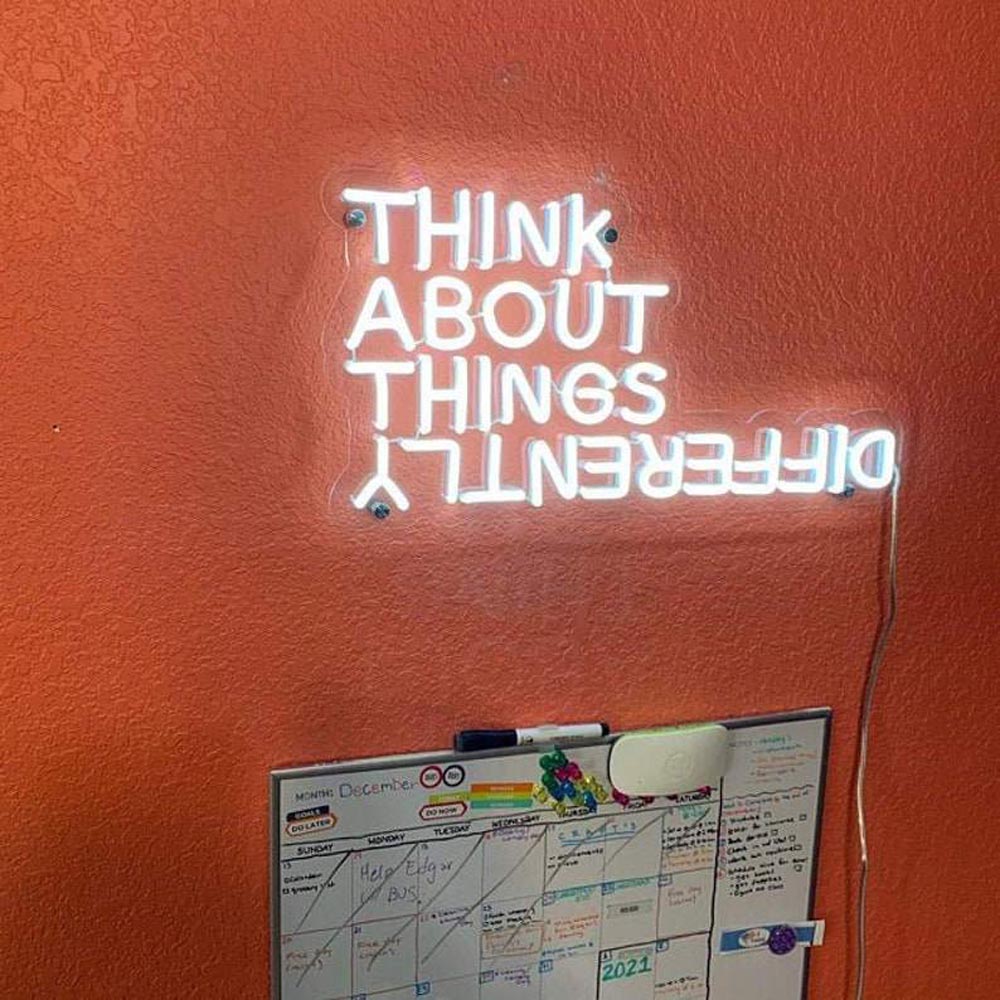 HDJSign - Think About Things Differently Only Quote Neon Sign HDJ Sign