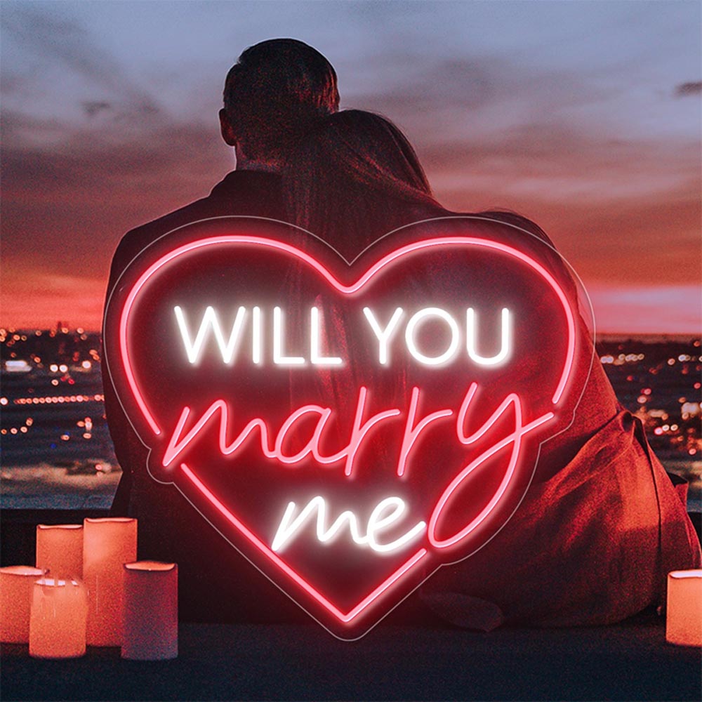 HDJSign - Will You Marry Me Inside A Heart Wedding Neon Sign HDJ Sign