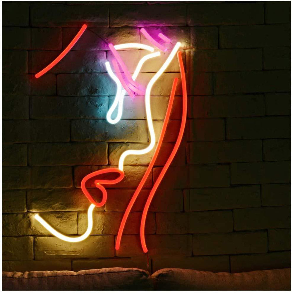 Left Right Neon Sign Woman Crying Face | Abstract Neon sign | HDJSign