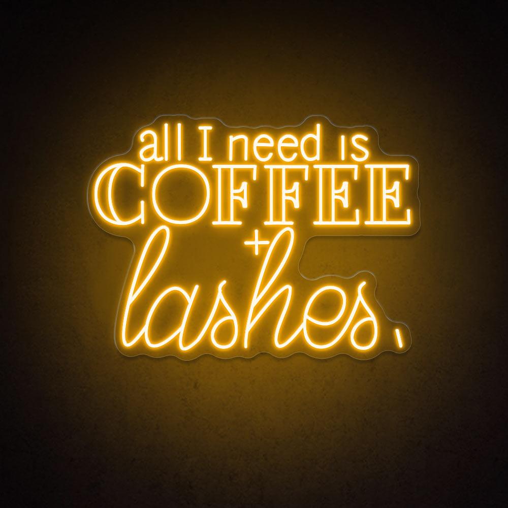 HDJSign - All I Need Is Coffee + Lashes Salon Neon Sign HDJ Sign