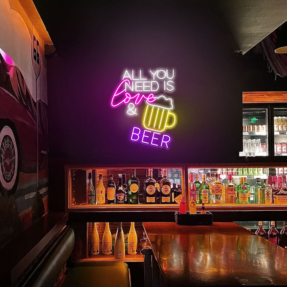 HDJSign - All You Need Is Love And Beer Bar Neon Sign HDJ Sign