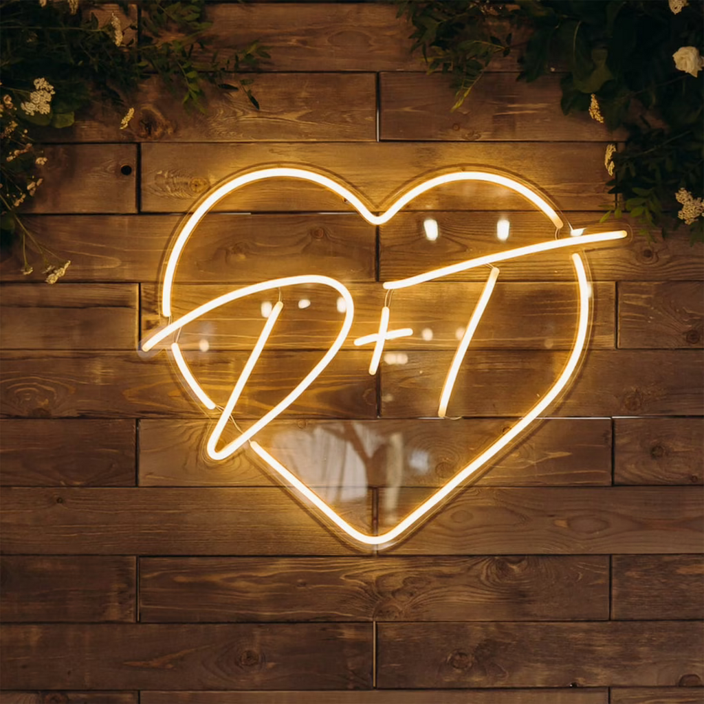 HDJSign - Custom Initials Heart Wedding Neon Sign HDJ Sign