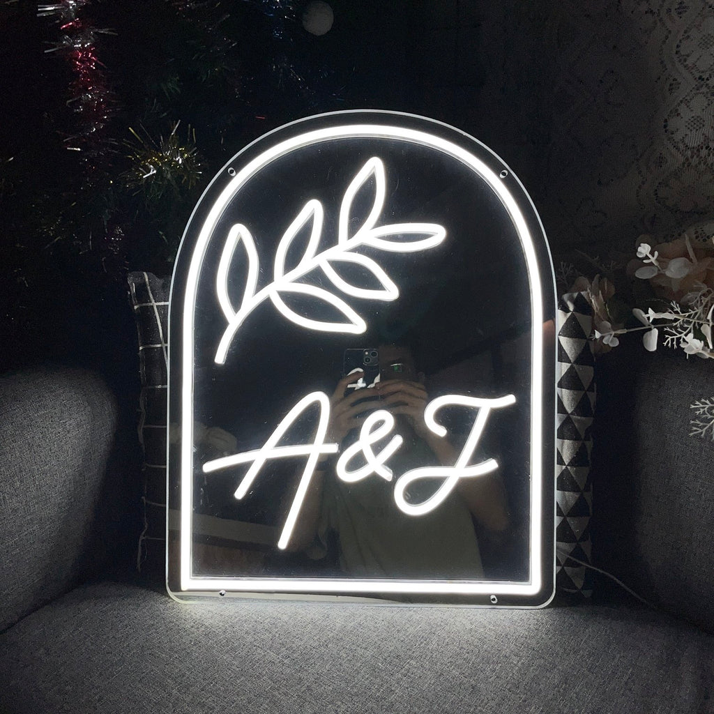 Left Right Neon Sign HDJSign - Custom Initials Mirror Neon Sign HDJ Sign