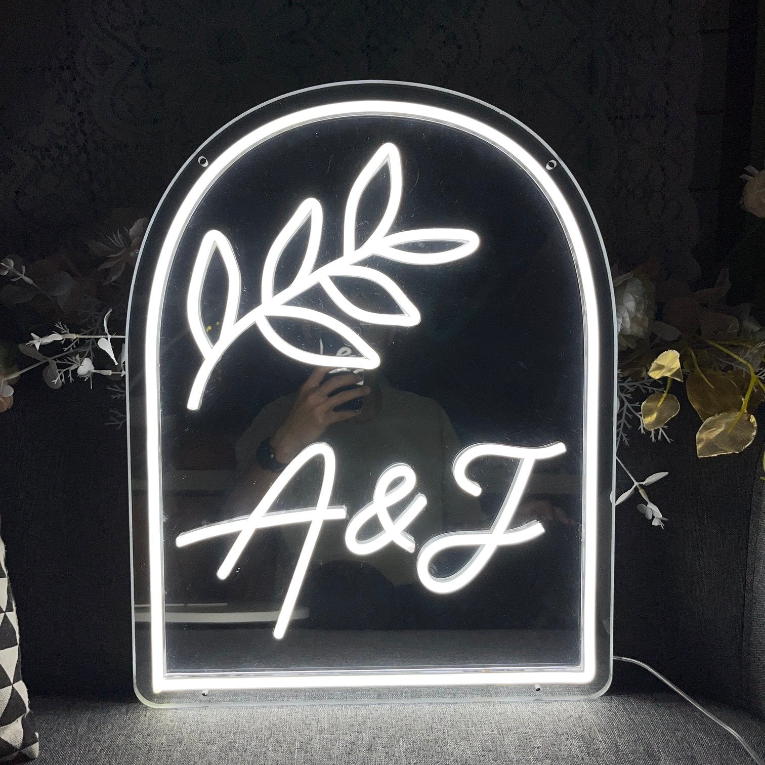 Intials Sign Custom Initials | Mirror Neon Sign | HDJSign