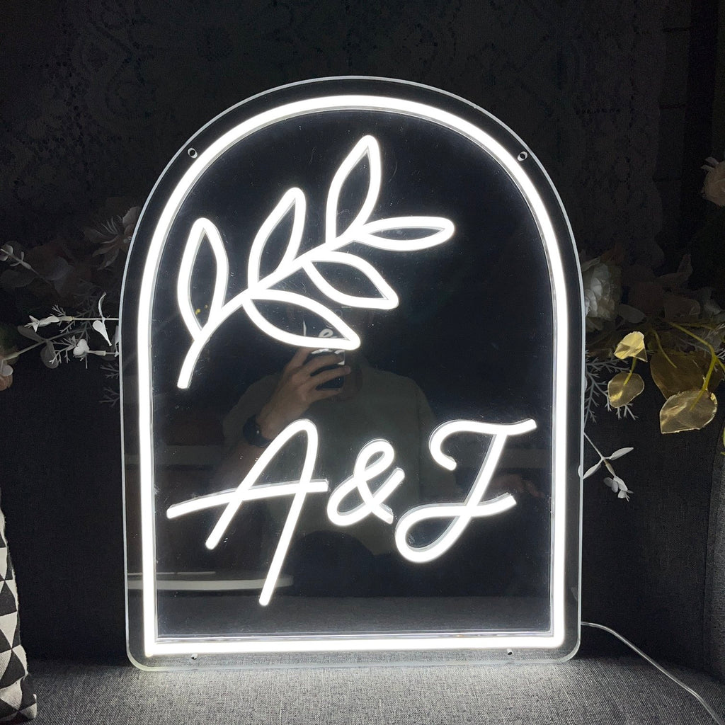 HDJSign - Custom Initials Mirror Neon Sign HDJ Sign