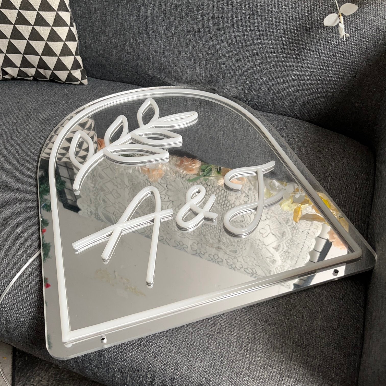 Left Right Neon Sign Custom Initials | Mirror Neon Sign | HDJSign