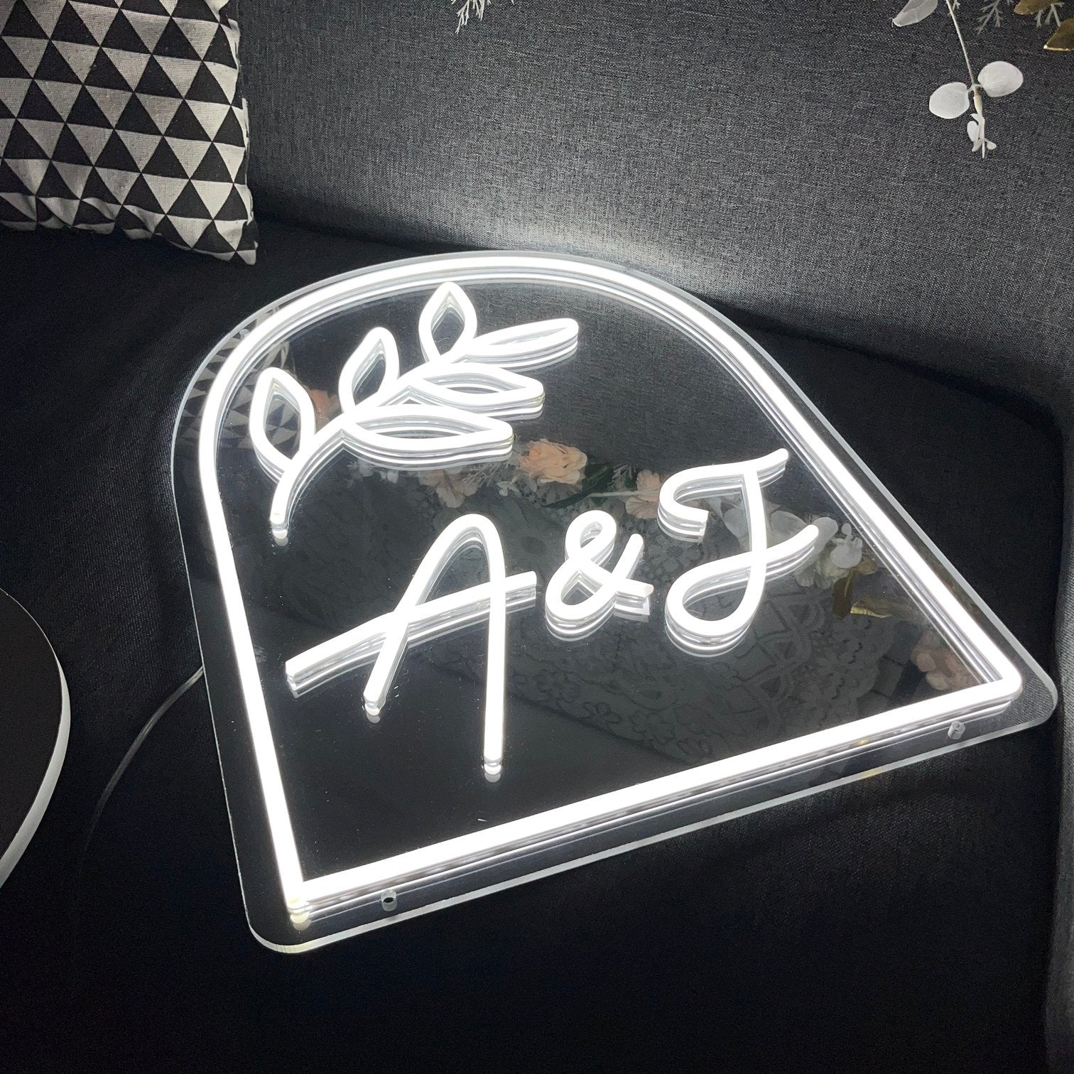 Left Right Neon Sign Custom Initials | Mirror Neon Sign | HDJSign