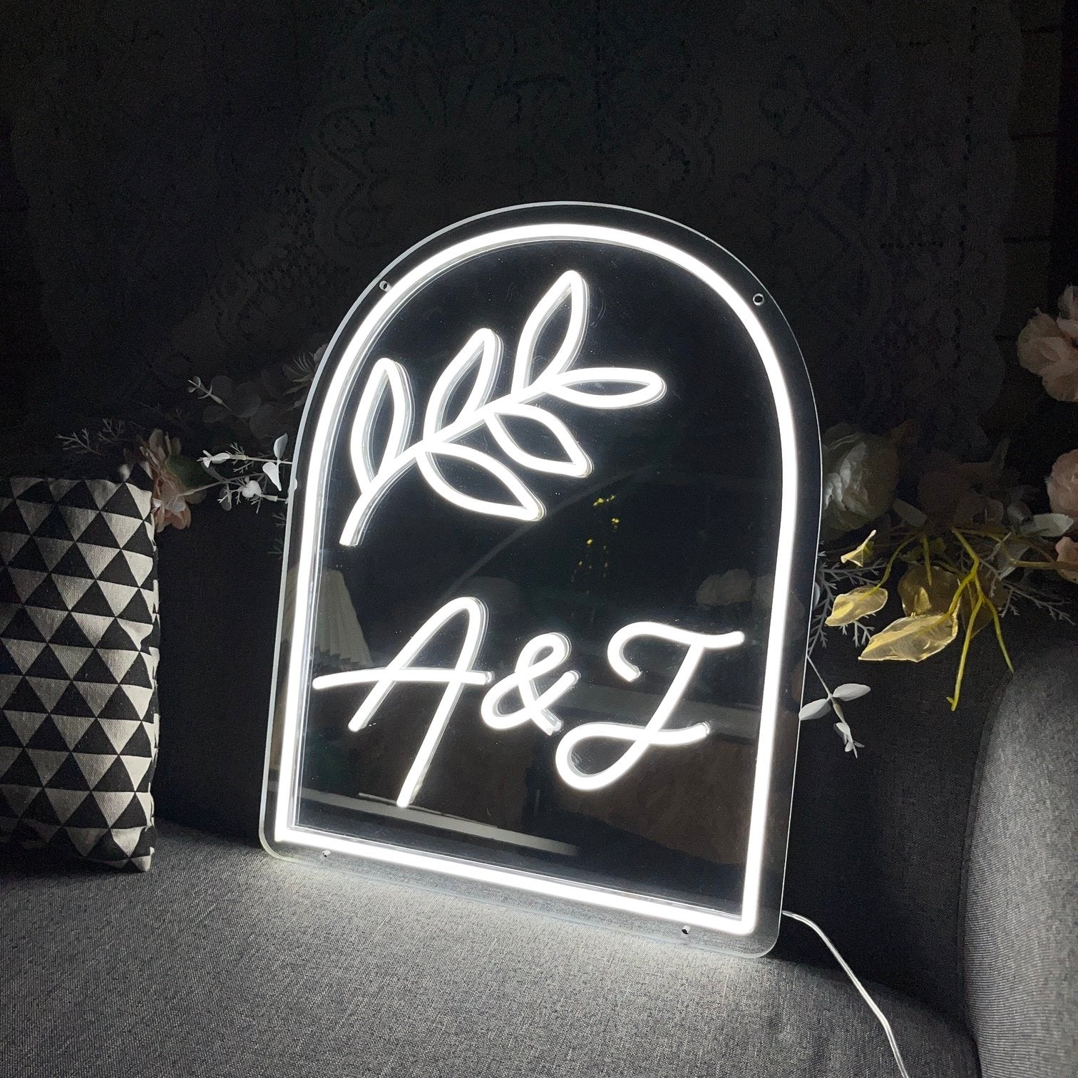 Intials Sign Custom Initials | Mirror Neon Sign | HDJSign