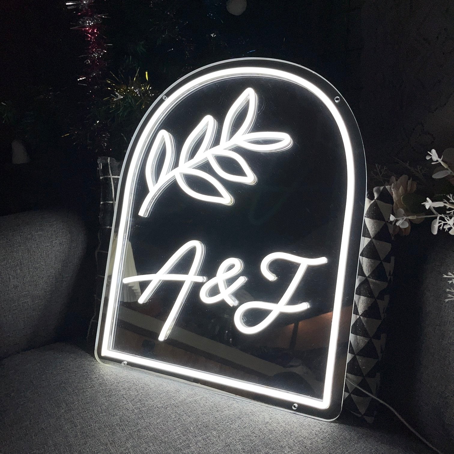 Left Right Neon Sign Custom Initials | Mirror Neon Sign | HDJSign