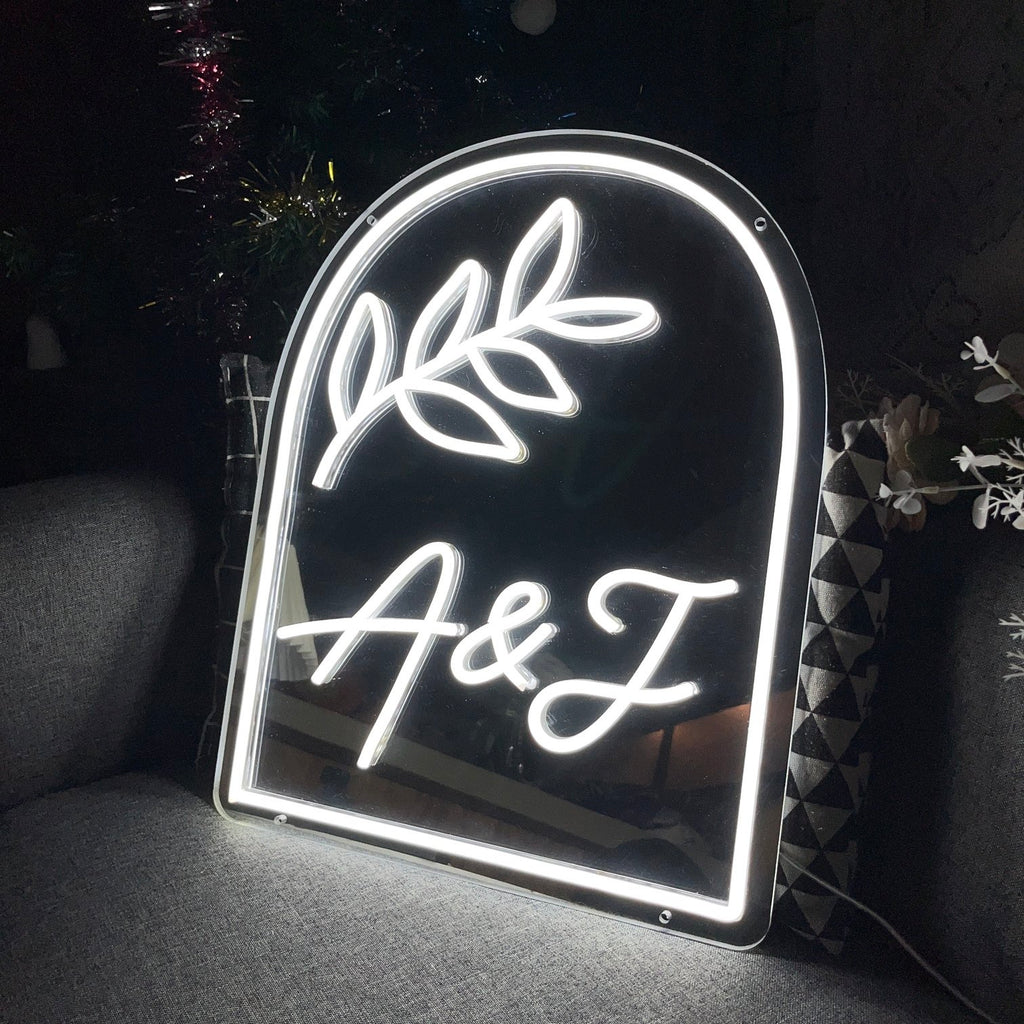 HDJSign - Custom Initials Mirror Neon Sign HDJ Sign