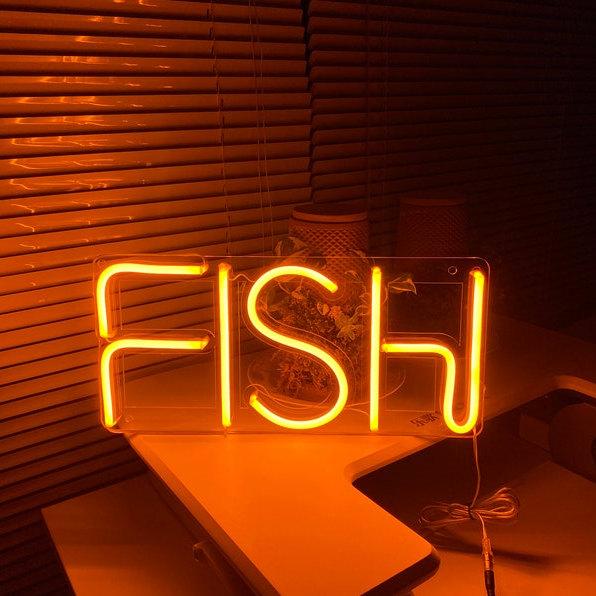 HDJSign - Fish Word Neon Sign HDJ Sign