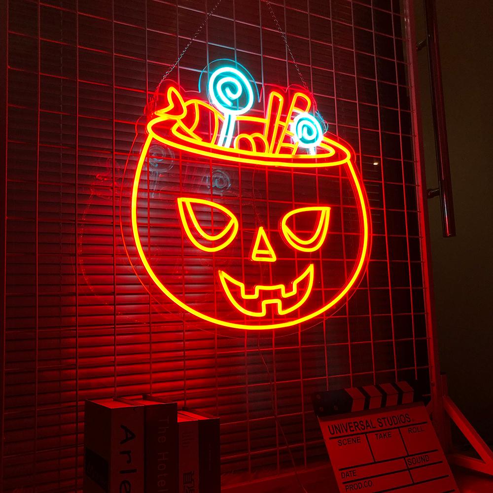 HDJSign - Halloween Candies Pumpkin Holiday Neon Sign HDJ Sign