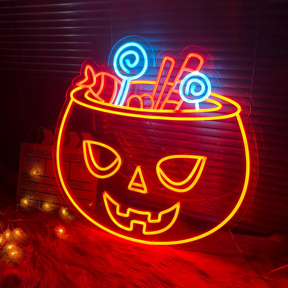 HDJSign - Halloween Candies Pumpkin Holiday Neon Sign HDJ Sign