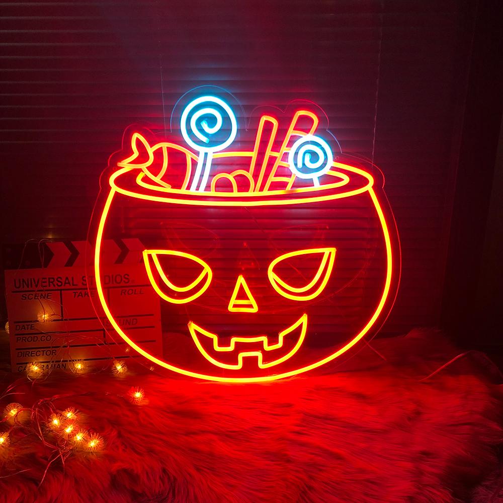 HDJSign - Halloween Candies Pumpkin Holiday Neon Sign HDJ Sign