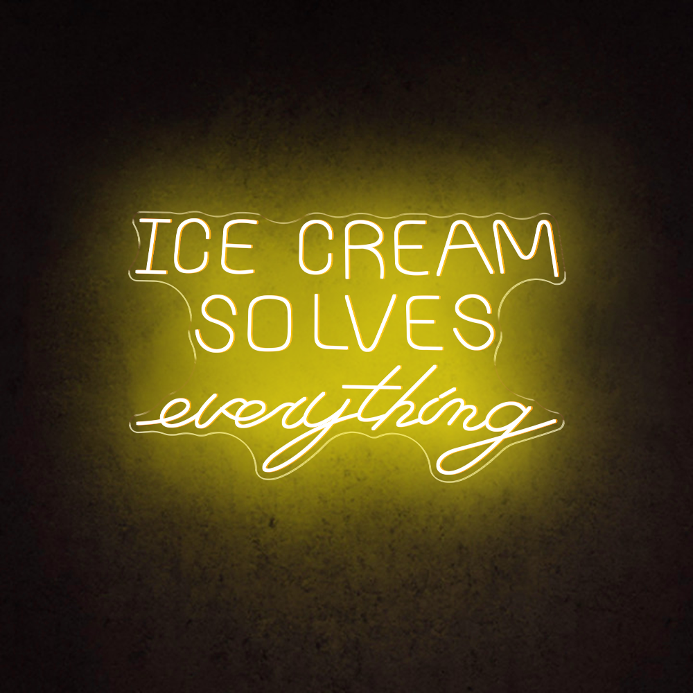 HDJSign - Ice Cream Solves Everything Business Neon Sign HDJ Sign