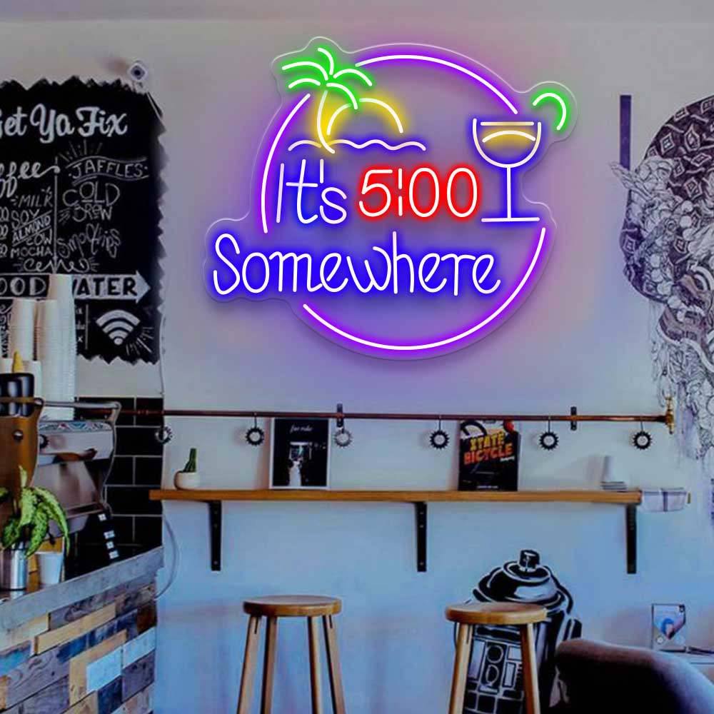 It's 5: 00 Somewhere | Bar Neon Sign | HDJSign