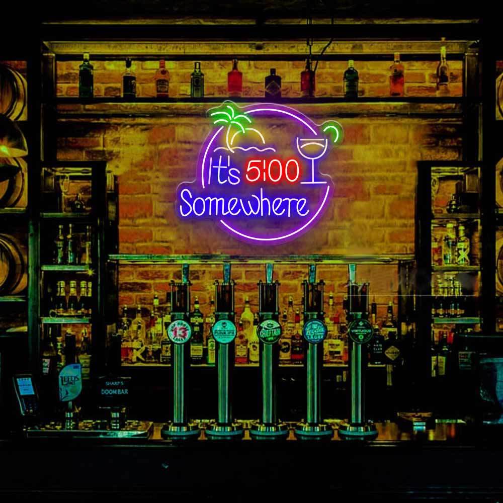 It's 5: 00 Somewhere | Bar Neon Sign | HDJSign