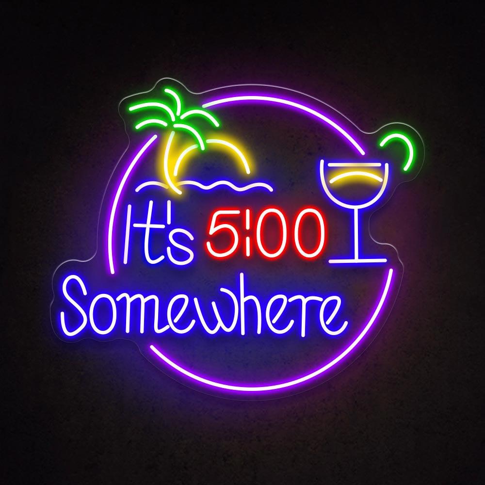 HDJSign - It's 5: 00 Somewhere Bar Neon Sign HDJ Sign