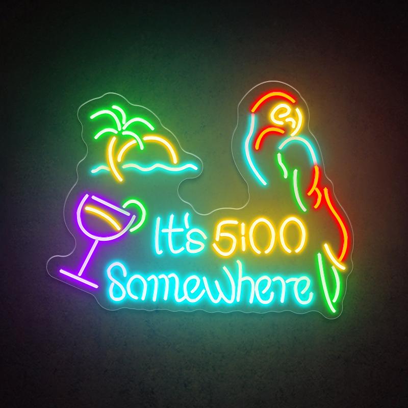 HDJSign - It's 5: 00 Somewhere Bar Neon Sign HDJ Sign