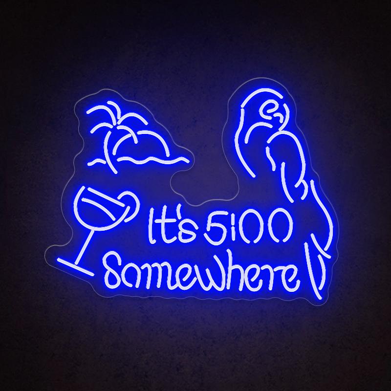 HDJSign - It's 5: 00 Somewhere Bar Neon Sign HDJ Sign