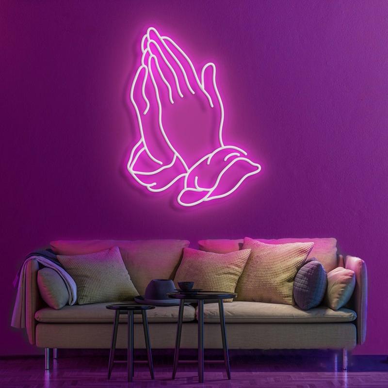 HDJSign - Praying Gesture Abstract Neon Sign HDJ Sign