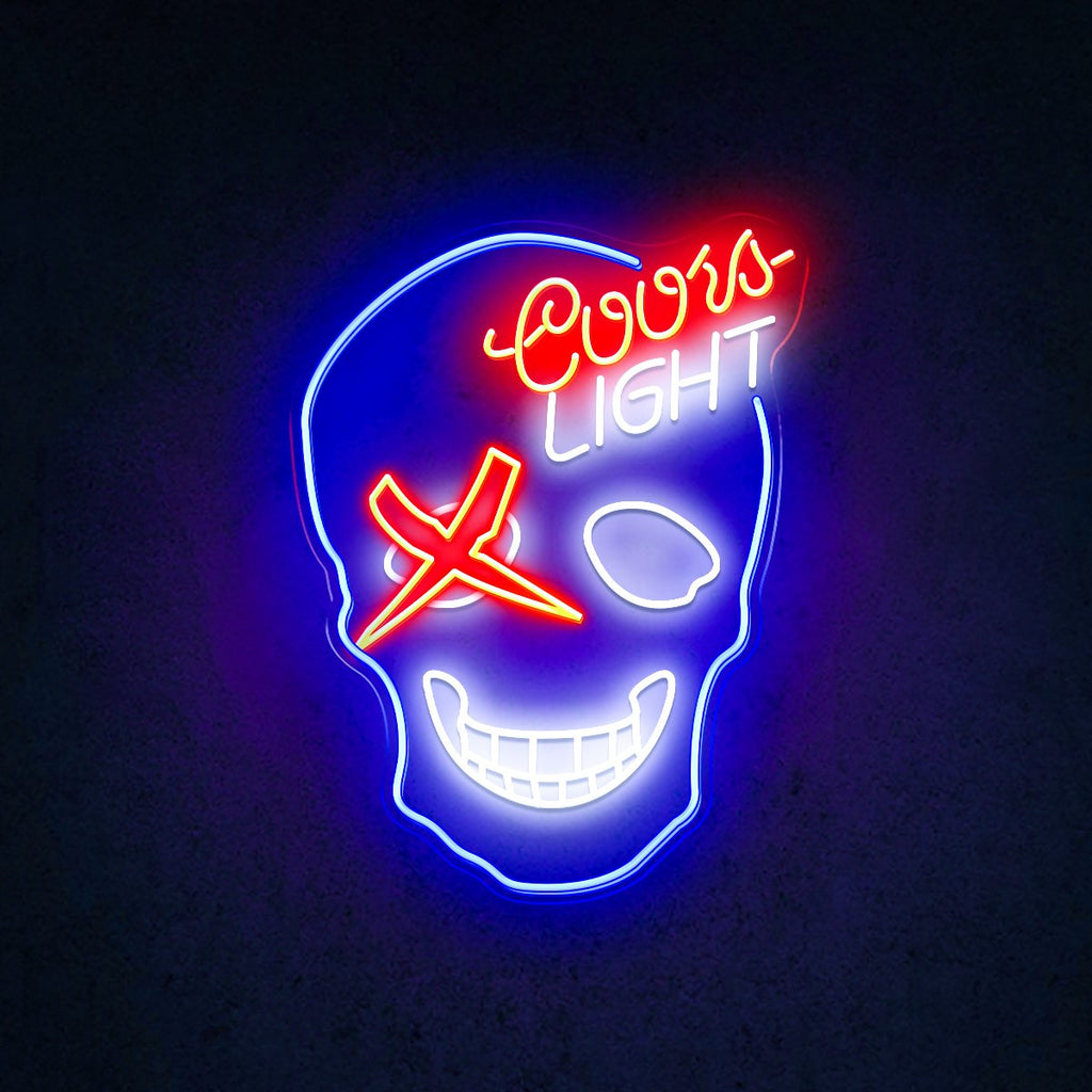 HDJSign - Skull Coors Light Bar Neon Sign HDJ Sign