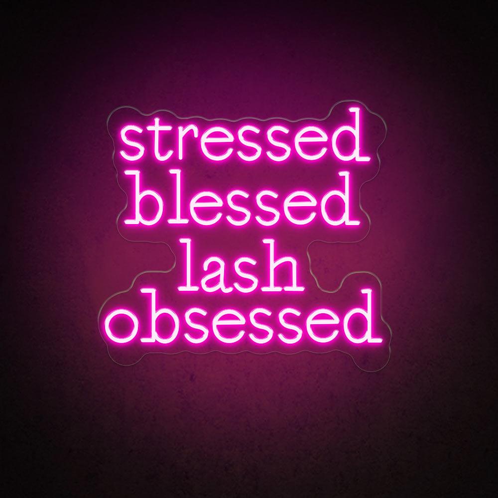 HDJSign - Stressed Blessed Lash Obsessed Salon Neon Sign HDJ Sign